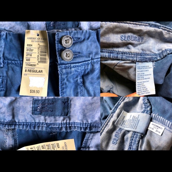 AMERICAN EAGLE Destroyed Slouchy Capri Pants Blue Size 8 Women’s - Picture 3 of 15